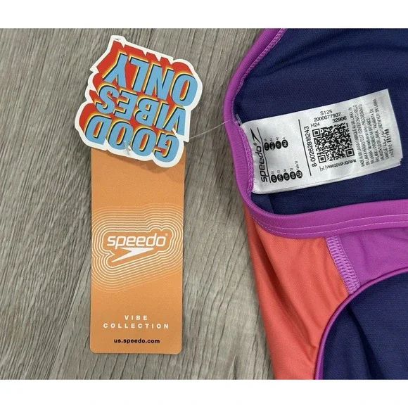 Speedo Vibe Collection Girls One Piece Swimsuit Size 32 (L) Good Vibes Only NWT - Picture 9 of 11